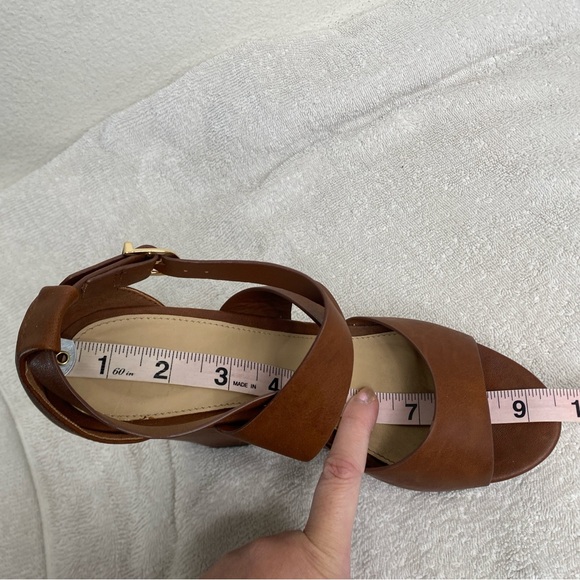 Forever 21 Womens Brown Faux Leather Strappy Platform Wedge Sandal Size 7.5 Boho - Picture 14 of 15